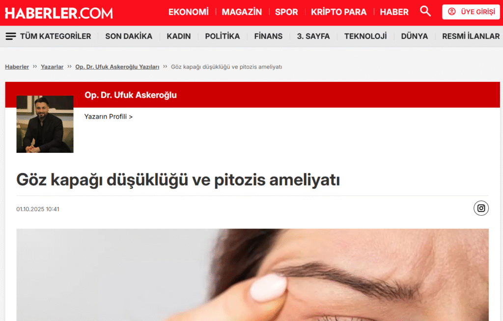 Göz kapağı düşüklüğü ve pitozis ameliyatı